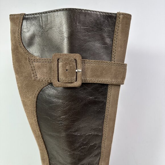 Donald Pliner Heidy Elephant Wedge Suede Leather Tall Boot Brown Women Size 8.5 - Picture 2 of 16